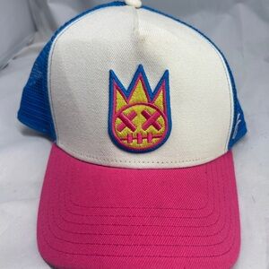 Cult of Individuality Blue and Pink Mesh Trucker Hat